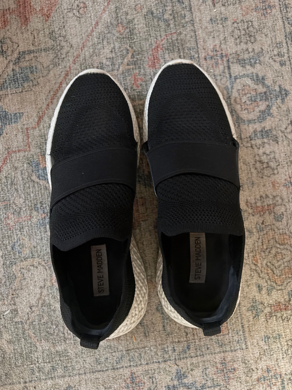 Steve Madden Black Slip-On Knit Sneakers